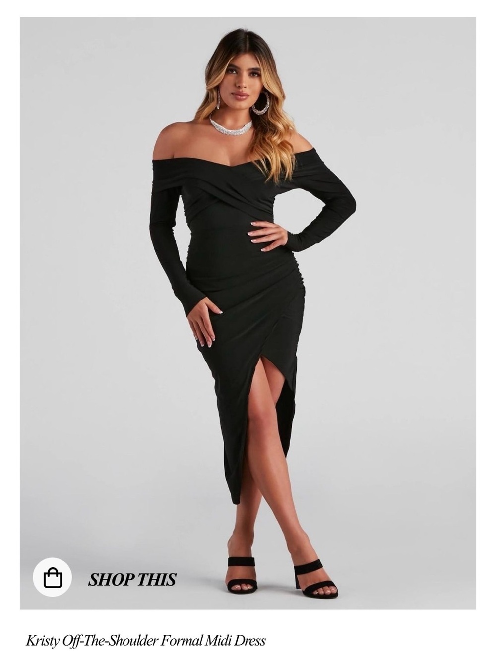 NWOT-Windsor Black Off-Shoulder Midi Dress Size L